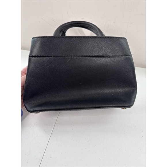 Michael Kors Hailee Leather Satchel Crossbody Bag Black Gold Purse NO STRAP - Picture 6 of 10